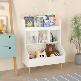 Toy Storage Organizer, Kids Bookshelf and Toy Storage with Legs, Multifunctional Storage Organizer, Children Bookcase for Kids Room, Living Room