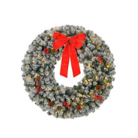 24in Pre-lit Battery Powered Christmas Wreath with Remote