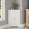 Floor Corner Cabinet with 2 Doors and Adjustable Shelves, Freestanding Narrow Cabinet Organizer, Corner Storage Cabinets for Bathroom, Kitchen