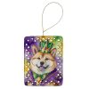Akita King of Mardi Gras Porcelain Ornament Christmas Tree Hanging Decorations for Home Christmas Holiday, Rectangle, Gift, Multicolor