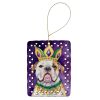 American Bulldog King of Mardi Gras Porcelain Ornament Christmas Tree Hanging Decorations for Home Christmas Holiday, Rectangle, Gift, Multicolor