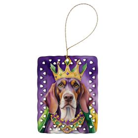 American English Coonhound King of Mardi Gras Porcelain Ornament Christmas Tree Hanging Decorations for Home Christmas Holiday, Rectangle, Gift
