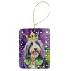 Bearded Collie King of Mardi Gras Porcelain Ornament Christmas Tree Hanging Decorations for Home Christmas Holiday, Rectangle, Gift, Multicolor