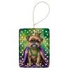 Brussels Griffon King of Mardi Gras Porcelain Ornament Christmas Tree Hanging Decorations for Home Christmas Holiday, Rectangle, Gift, Multicolor
