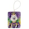 American Eskimo King of Mardi Gras Porcelain Ornament Christmas Tree Hanging Decorations for Home Christmas Holiday, Rectangle, Gift, Multicolor