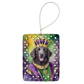 Curly-Coated Retriever King of Mardi Gras Porcelain Ornament Christmas Tree Hanging Decorations for Home Christmas Holiday, Rectangle, Gift