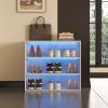 White Glass Door Shoe Box Shoe Storage Cabinet With RGB Led Light