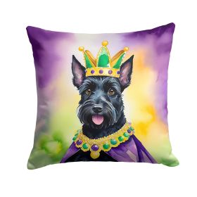 Scottish Terrier King of Mardi Gras Throw Pillow Machine Washable, Indoor Outdoor Decorative Pillow for Couch, Bed or Patio, 14Hx14W