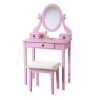 Makeup Vanity Table and Stool Set, Pink