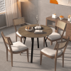 35.43 Inch Round Dining Table, Small Circle Kitchen Table with Metal Black Legs for 2-4 people,Modern Dining Room Table, Brown
