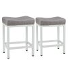 Modern table stool, stool, lounge stool, steel frame, leather seat cushion, grey, 2 packs