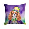 Cavalier Spaniel King of Mardi Gras Throw Pillow Machine Washable, Indoor Outdoor Decorative Pillow for Couch, Bed or Patio, 14Hx14W