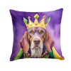 American English Coonhound King of Mardi Gras Throw Pillow Machine Washable, Indoor Outdoor Decorative Pillow for Couch, Bed or Patio, 14Hx14W