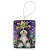 Havanese King of Mardi Gras Porcelain Ornament Christmas Tree Hanging Decorations for Home Christmas Holiday, Rectangle, Gift, Multicolor