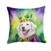Kuvasz King of Mardi Gras Throw Pillow Machine Washable, Indoor Outdoor Decorative Pillow for Couch, Bed or Patio, 18Hx18W