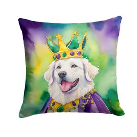 Kuvasz King of Mardi Gras Throw Pillow Machine Washable, Indoor Outdoor Decorative Pillow for Couch, Bed or Patio, 18Hx18W