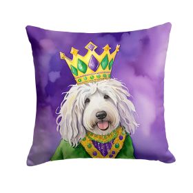 Komondor King of Mardi Gras Throw Pillow Machine Washable, Indoor Outdoor Decorative Pillow for Couch, Bed or Patio, 18Hx18W