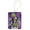 Bluetick Coonhound King of Mardi Gras Porcelain Ornament Christmas Tree Hanging Decorations for Home Christmas Holiday, Rectangle, Gift, Multicolor