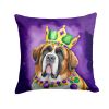 Saint Bernard King of Mardi Gras Throw Pillow Machine Washable, Indoor Outdoor Decorative Pillow for Couch, Bed or Patio, 18Hx18W