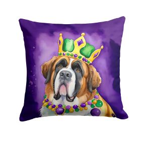 Saint Bernard King of Mardi Gras Throw Pillow Machine Washable, Indoor Outdoor Decorative Pillow for Couch, Bed or Patio, 18Hx18W