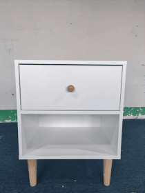 23.22''H Wooden Nightstand with One Drawer One Shelf for Kids, Adults, White