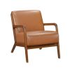 Walnut Finish Sleek Design Accent Chair Brown Faux Leather Upholstery Modern Living Room Furniture 1pc