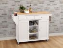 Tullarick Natural Wooden Top & White Finish Kitchen Cart
