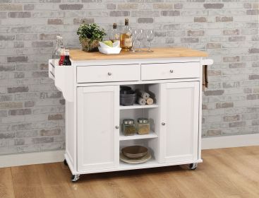 Tullarick Natural Wooden Top & White Finish Kitchen Cart