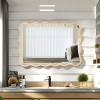 Solid Wood Wavy Rectangle Mirror-Natural-Wood 40" x 28" Modern Mirror Wall Decor for Bathroom, Bedroom, Living Room, Dining Room, Cloakroom, Entryway