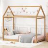 Twin Size Wooden House Bed, Wood Color(Expected Arrival Time: 1.8)