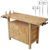 Wood Workbench - Wooden Workbench for Garage Workshop and Home, with Bar Clamps Set 2 pcs 12 inch x 3inch+ 2pcs 20inchx4-3/4" ,4pcs pack