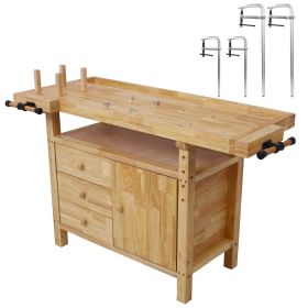 Wood Workbench - Wooden Workbench for Garage Workshop and Home, with Bar Clamps Set 2 pcs 12 inch x 3inch+ 2pcs 20inchx4-3/4" ,4pcs pack