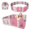 20+2 Panel Baby Playpen, Foldable Playard for Baby and Kids, Adjustable Shape Play Fence with Safety Lock Gate (Pink+White,20+2 Panel)