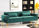 Aesthetic 85.8" Velvet Sofas for Living Room, 3 Seater Couch with Classic Modern Appeal and Luxurious Soft Comfort, Easy to Maintain, Green
