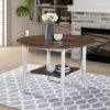 45.7inch Round Dining Table With Shelf Height 30 inch Modern Farmhouse Retro Design