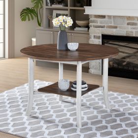 45.7inch Round Dining Table With Shelf Height 30 inch Modern Farmhouse Retro Design