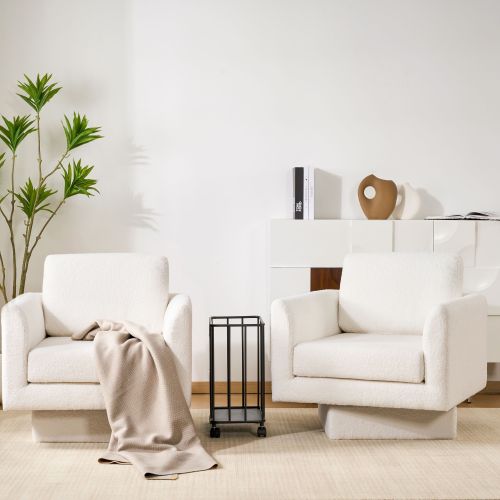 [Video]360° Modern Swivel Accent Chairs set of 2,30" W Teddy Sherpa Round Armchair,Thick Padded Lounge Sofa,Upholstered Comfy Barrel Chair