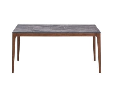Bevis Engineered Stone Top & Walnut Finish Dining Table