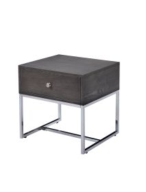 Iban Gray Oak & Chrome Finish End Table