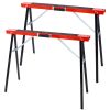 Saw Horses 2 Pack, Folding Portable Work Horse with Fast Open Legs, Convenient Handle, Heavy Duty Steel Sawhorse for Garage, Workshop, Fully Assembled