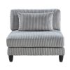 Living Room Furniture Armless Chair Gray Corduroy Upholstery 1pc Armless Chair Soft Cushion Solid Wood Legs