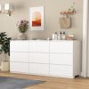White 9 Drawer Cabinet for Bedroom, Wide Modern Chest of Drawers No Handles Design, Wood Storage Dresser for Living Room, Hallway, Entryway