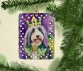 Bearded Collie King of Mardi Gras Porcelain Ornament Christmas Tree Hanging Decorations for Home Christmas Holiday, Rectangle, Gift, Multicolor