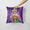 Poodle King of Mardi Gras Throw Pillow Machine Washable, Indoor Outdoor Decorative Pillow for Couch, Bed or Patio, 18Hx18W