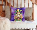 Labradoodle King of Mardi Gras Throw Pillow Machine Washable, Indoor Outdoor Decorative Pillow for Couch, Bed or Patio, 14Hx14W
