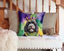 Portuguese Water Dog King of Mardi Gras Throw Pillow Machine Washable, Indoor Outdoor Decorative Pillow for Couch, Bed or Patio, 14Hx14W