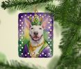 Bull Terrier King of Mardi Gras Porcelain Ornament Christmas Tree Hanging Decorations for Home Christmas Holiday, Rectangle, Gift, Multicolor