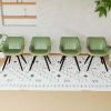 A set of 4 dining chairs, medieval modern kitchen dining chair, PU decorative chairs with black metal legs