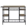 Lona Rustic Oak & Black Finish Kitchen Island