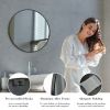 Black Round Wall Mirror, Bathroom Mirrors for Over Sink, Circle Mirror for Bathroom, Entryway, Bedroom, Vanity (24 Inch)
